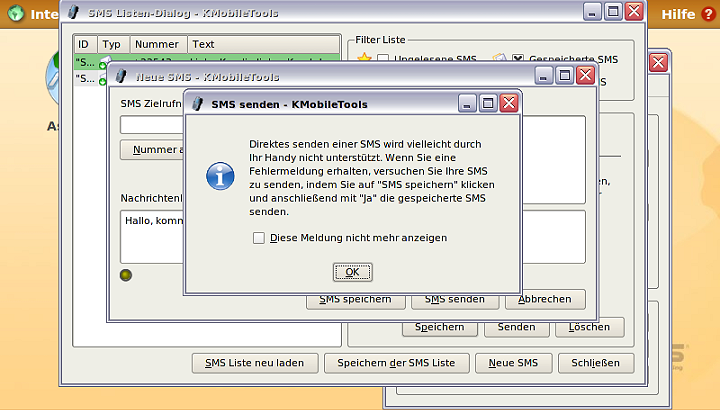 KMobiletools: SMS senden
