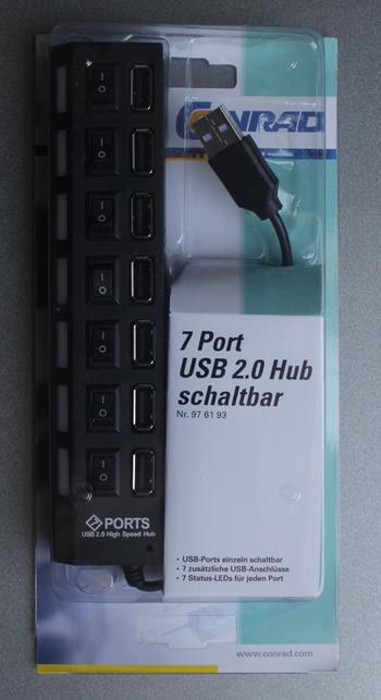 Blisterverpackung, Vorderseite - Conrad 7 Port USB 2.0 Hub, Art-Nr. 976193